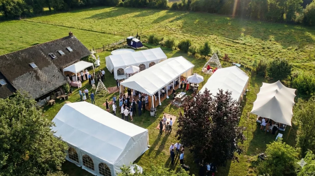 Vue aerienne d'un évenement organisé par Barnum Evenement.